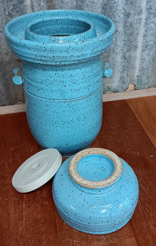 Mary Valley Fermentation Crocks - Fairy Floss Choc Chip with Well - Peter Wallace Pottery