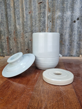 Mary Valley Fermentation Crocks - Mist - Peter Wallace Pottery