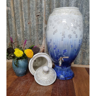 Crystalline Blue & White Ceramic Water Filter - Peter Wallace Pottery